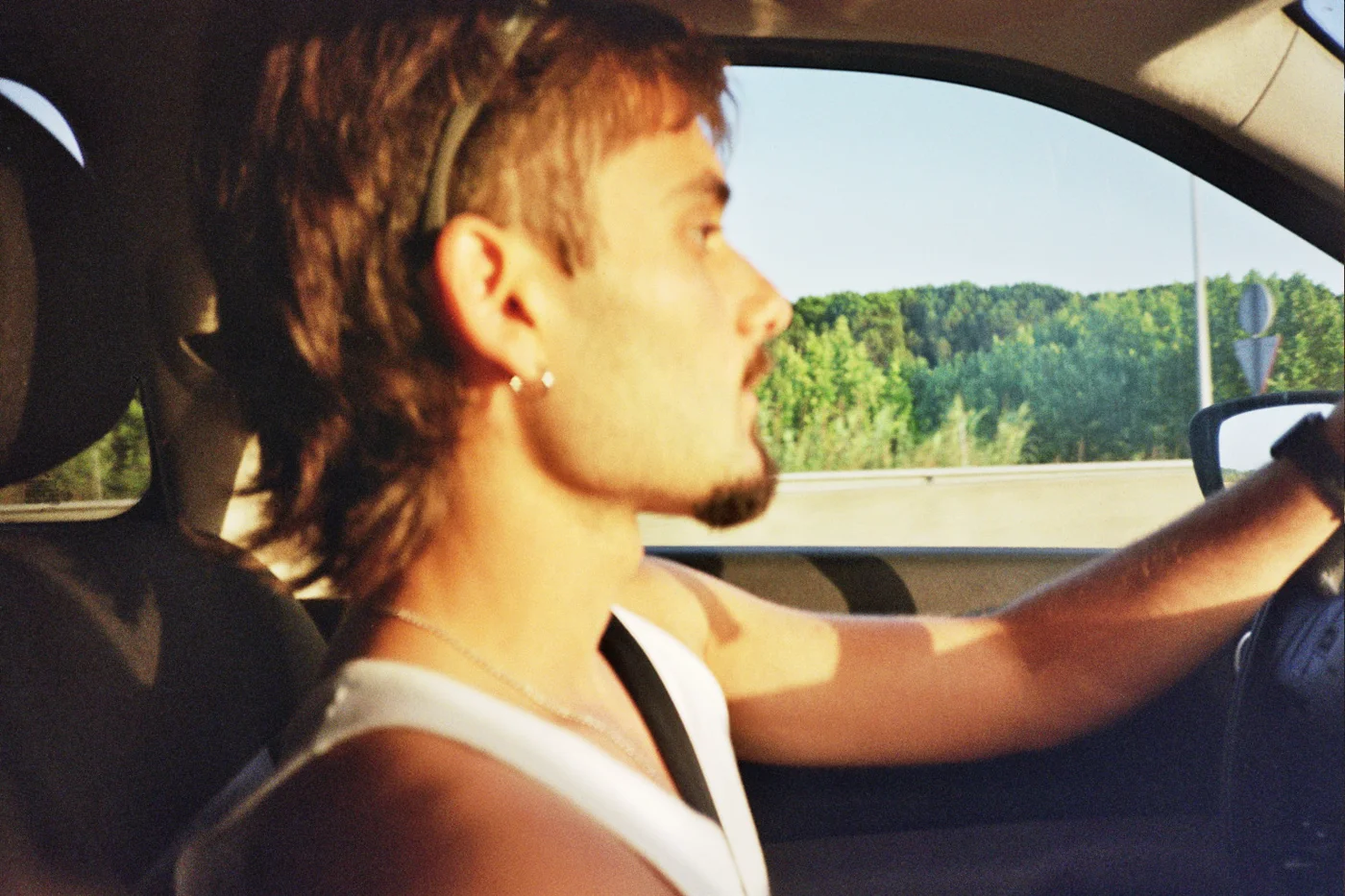 Driving on a road trip